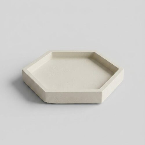 Tăviță Decorativă Hexagonală din Ciment – Modernism Geometric