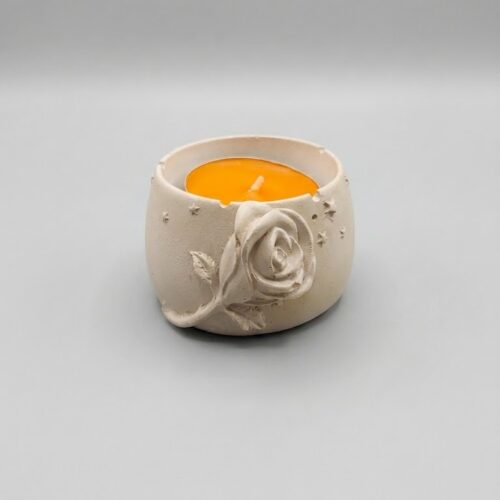 Suport Decorativ din Ciment cu Trandafir 3D