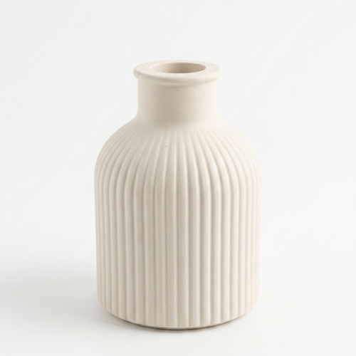 Vază Decorativă Striată din Ciment Mineral / Ipsos – Stil Minimalist & Modern